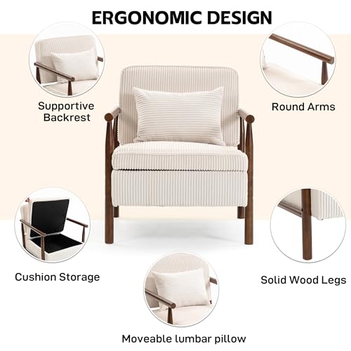Sillón Cozy Plegable Blanco de Pana miniatura 5