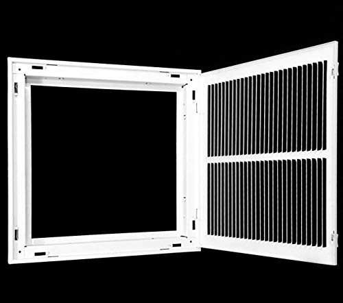 14" X 14" Steel Return Air Filter Grille For 1" Filter - Easy Plastic Tabs For Removable Face/Door - Hvac Duct Cover - Flat Stamped Face -White [Outer Dimensions: 15.75W X 15.75H] #TOP2