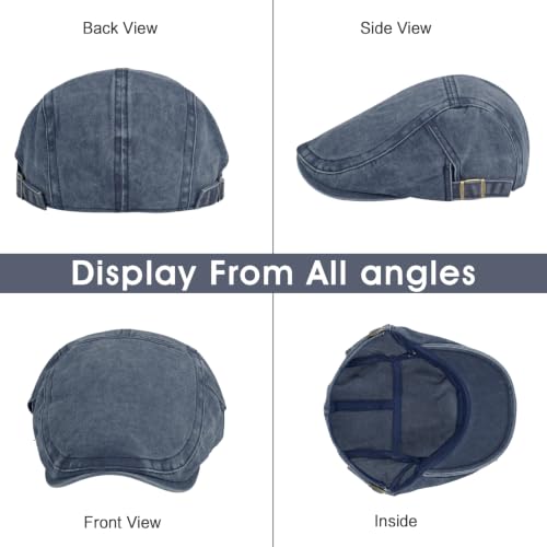 Image of 3Pcs Men's Newsboy Caps Cotton Cooling Hat Adjustable Flat Cap for Men