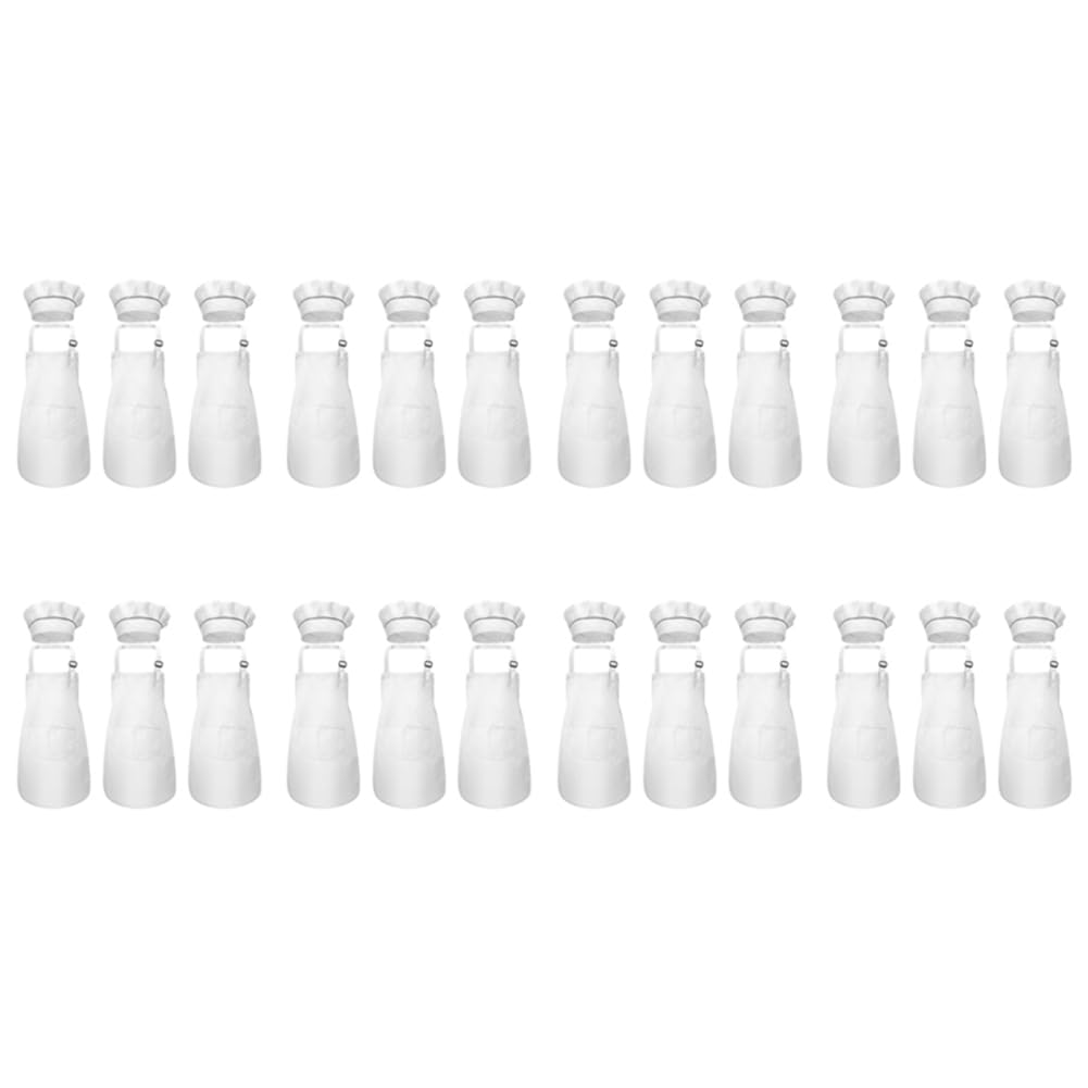 48 Piezas Conjunto de Delantal para Niños Y Gorro de Cocinero Delantal de Cocina Infantil Ajustable para Cocinar Y Pintar