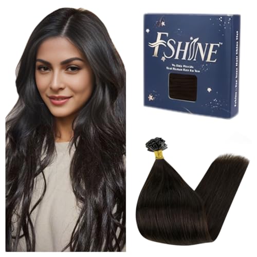 Fshine Fusion U Tip Hair Extensions Pre Bonded Kertatin Hair Extensions Dark Brown 22 inch Keratin Bondings Remy Hot Fusion 50g/50s Tip in