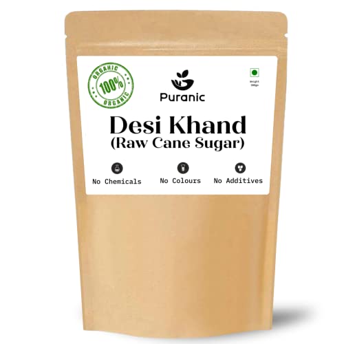 Image of Puranic Desi Khand 300 gm| Chemical & Pesticides Free | Organic Sugarcane Khandsari Sugar | Solvent-Free | Sulphur-free Khaand