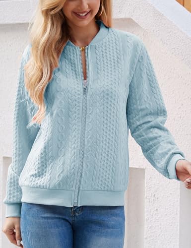 Image of WROLEM Zip Up Sweatshirts for Women Casual Outfits Cardigan Outerwear Trendy Winter Jackets Coat