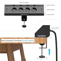 KEAGAR Tischsteckdose Klemmbar 4-Fach, Einzeln Schaltbar, USB C PD 20W – Ansicht 6