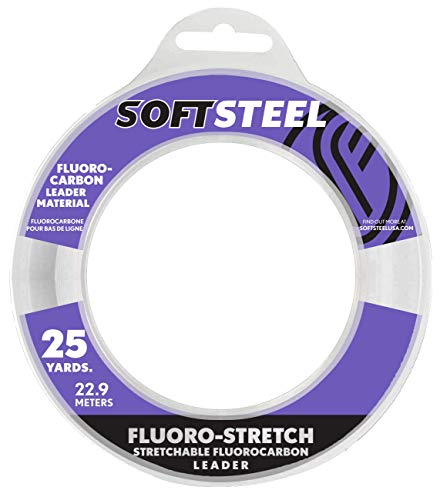 Soft Steel Fluoro-Stretch Stretchable Fluorocarbon Leader Clear 25 Yard Spool- 30-Pound