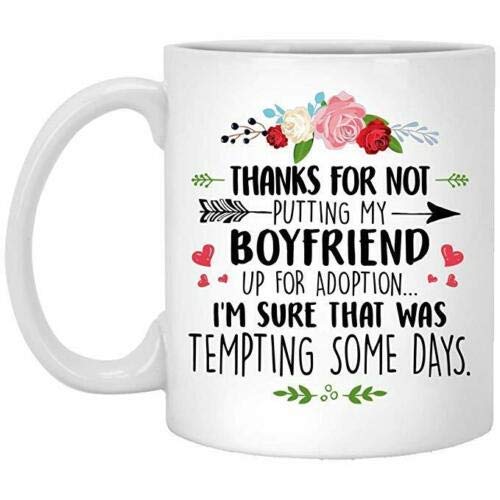 JIPIMUG Thanks for Not Putting My Boyfriend Up For Adoption Funny Floral Coffee Mug Gift- 11OZ Coffee Mug