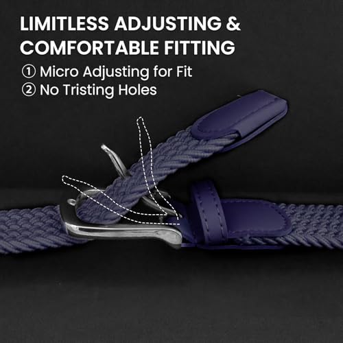 Golf Belts for Men Women 2/3 Pack Braided Elastic Fabric Stretch Canvas Woven Belt for Sports Hiking4