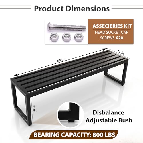 Image of BRISHI Metal 3 Seater Bench for Garden Outdoor Seating Bench for Terrace Home Office Waiting Area (Black)