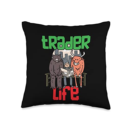 Trader Life Bear & Bull Stock Trading Pillow