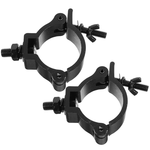 Ciieeo 2Pcs Aluminum Alloy Stage Light Hooks with Thin Single Ring for 48-52mm Truss Pipe, Multipurpose Lamp Hooks and Sturdy Lamp Truss Clamps for Professional Stage Lighting Accessories