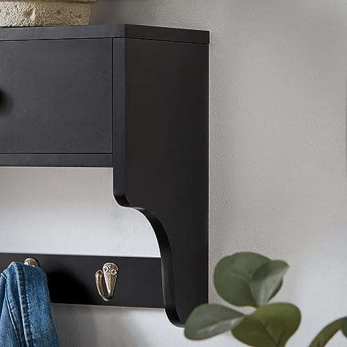 SoBuy FRG178-SCH Estantería Moderna de Pared Perchero de Pared para Entrada con 5 Ganchos y 2 cajones 60 x 15 x 27 cm Negro ES - imagen 9