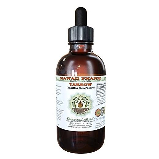 Hawaii Pharm Yarrow Alcohol-FREE Liquid Extract, Organic Yarrow (Achillea millefolium) Dried Herb Glycerite Natural Herbal Supplement, USA 2 fl.oz