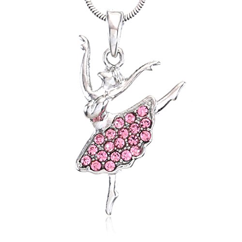 Soulbreezecollection Pink Dancing Ballerina Dancer Dance Pendant Necklace Charm Women Ballet Jewelry