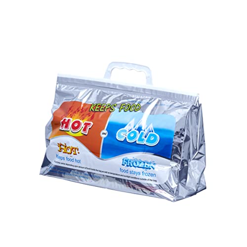 Image of Superio Hot and Cold Insulated Bags for Food Delivery, Grocery Shopping Bags, Food Storage for Hot and Frozen Food for Travel, Disposable Cooler Bag, Reinforced Thermal Lunch Bag (1, 13 inchx5.5 inchx8.5 inch)