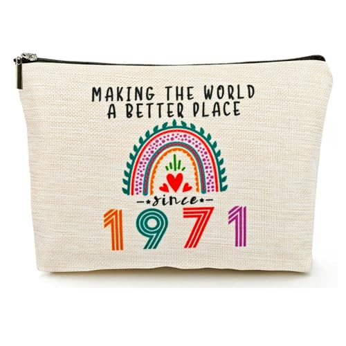 Happy 55th Birthday Gifts for Her Women Makeup Bag, Best 1971 Anniversary 55th Birthday Decorations, 55 Year old and Fabulous Gifts Ideas for Wife, Mom, Mothers Day, Christmas Cosmetic Travel Pouch