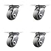 Heavy Duty Large Top Plate Thermo Rubber Donut Tread Swivel Caster w/Main. Free Bearings Set of 4 w/4" x 2" Gray Wheels - Includes 4 Swivel - 1200 lbs Total Capacity - Service Caster Brand