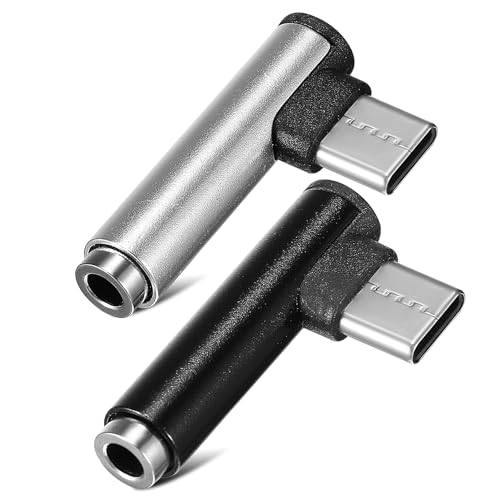 POPETPOP Adaptateur Audio Type C 2 Pièces Angle Droit 90° en Plastique Mini Convertisseur Audio pour Téléphone Portable Son Clair et Prise Confortable