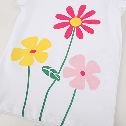 Image of Girls Graphic T Shirts 3 Pack 100% Cotton Short Sleeve Tees for Toddler Little Big Girls Cute Printed Casual Summer Tops