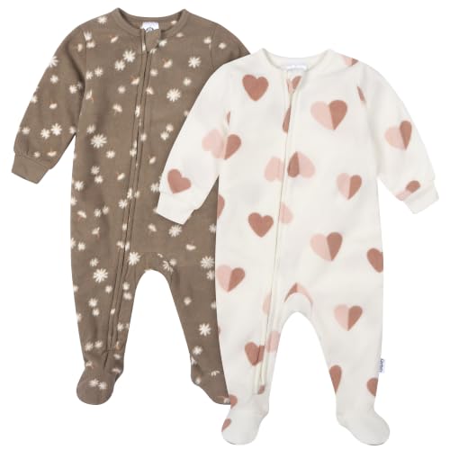 Image of Gerber Baby Girl & Toddler 2-Pack Loose Fit Fleece Footed Pajamas