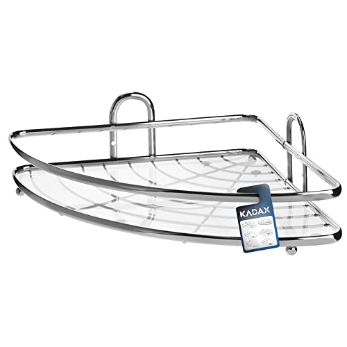 KADAX Estante de ducha esquina, organizador de baño, estante esquinero, estante de baño, estante de ducha, gel de ducha y soporte para champú, cesta de ducha (plata, 1 nivel)