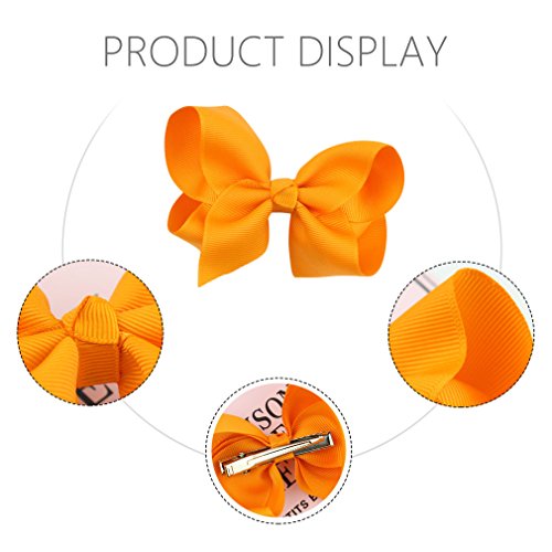 Deeka 20 Pcs Multi-Colored 4" Hand-Made Grosgrain Ribbon Hair Bow Alligator Clips Hair Accessories For Little Girls #TOP3