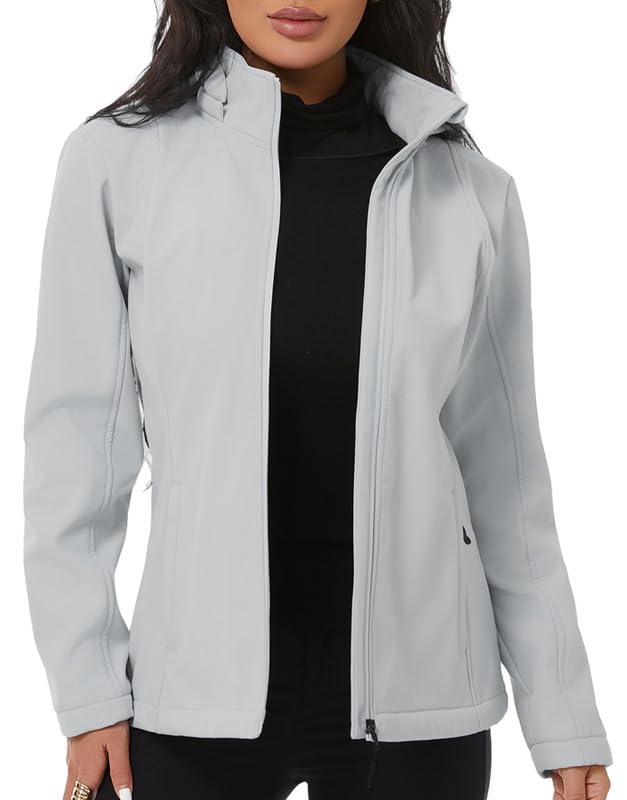KVE Women's Hooded Softshell Jacket Fleece Lined Coat