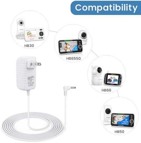 Hello Baby Monitor HB6550, HB50용 5V 충전기, 충전 코드가 있는 교체용 전원 어댑터, 1.8m(6피트) — 사진 2