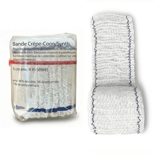 Bande crêpe de maintien 4m x 5cm idéale pour entorses de petites zones et premiers secours x10