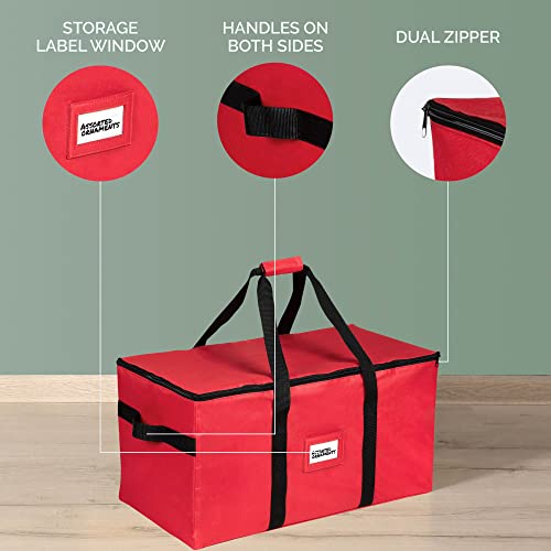 Christmas Ornament Storage Container - Box Stores Up To 54 - 4" Ornaments – With 3 Individual Trays -Heavy Duty 600D Tear Resistant Material, Zippered, Adjustable Dividers, Large Organizer Bin To Protect And Store Holiday Décor #TOP4