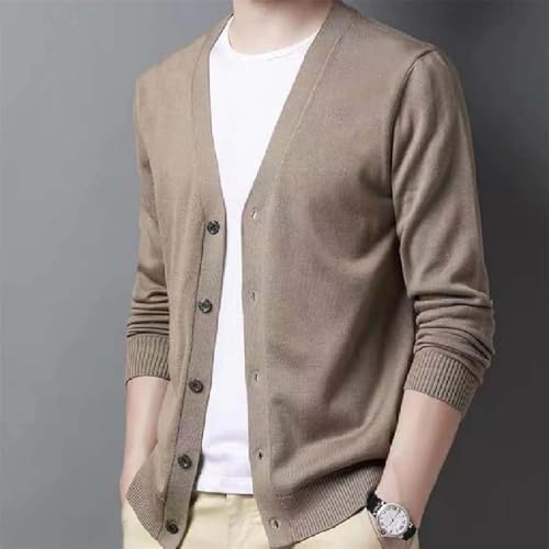 Men V Neck Button Cardigan Sweater Knitwear Winter Long Sleeve Casual Fit Pullover4