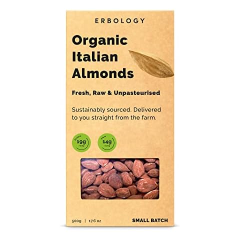 100% Organic Almonds 500g - Fresh, Raw and Unpasteurised - Small Batch - Sustainably Straight from Farm in Italy - Non-GMO - Recyclable Packaging Cover