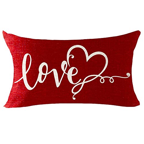 Best Gifts For Birthday Valentine's Day Love Mother's Day Give Thanks With A Grateful Heart Quote Lumbar Cotton Linen Throw Pillow Case Cushion Cover Home Sofa Decorative 12 X 20 Inch (Red) #TOP26