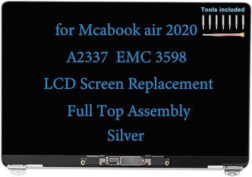 Image of 13 inch Screen Replacement for MacBook Air M1 2020 A2337 EMC 3598 MGN93 MGND3 MGN73 MGNA3 MGNE3 Display Full LCD Screen Complete Full Top Assembly Kit (Silver)