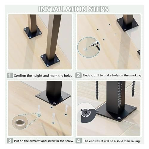 Rambarde d'escalier en U haut de gamme 85 cm 3 pieces finition soignee - 7