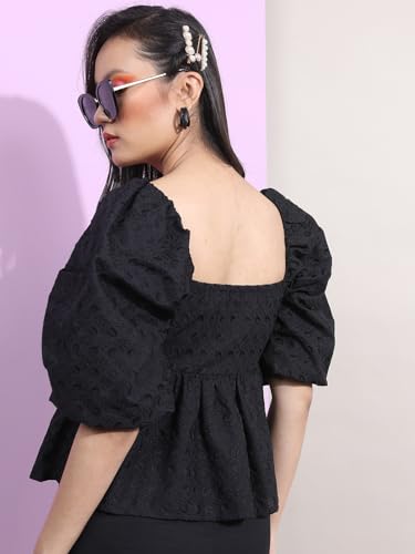 Image of Tokyo Talkies Women Cotton Blend Regular Fit Tops