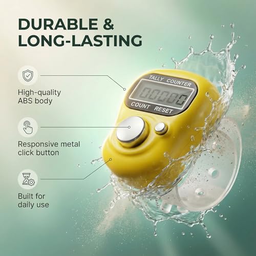 Image of Digital Tally Counter for Chanting Mantra - Mini Hand Finger Ring LCD Display Counting Machine for Japa Mala, Meditation, Prayer & Tasbeeh - Adjustable Strap, Reset Button (Pack of 7)