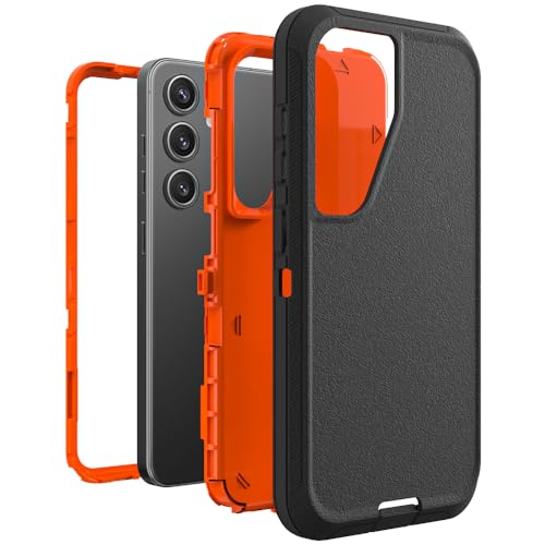 Image of Case for Galaxy S24 Plus, Heavy-Duty Tough Rugged Shockproof Drop Protective Cover Cases for Samsung Galaxy S24 Plus, Black+Orange