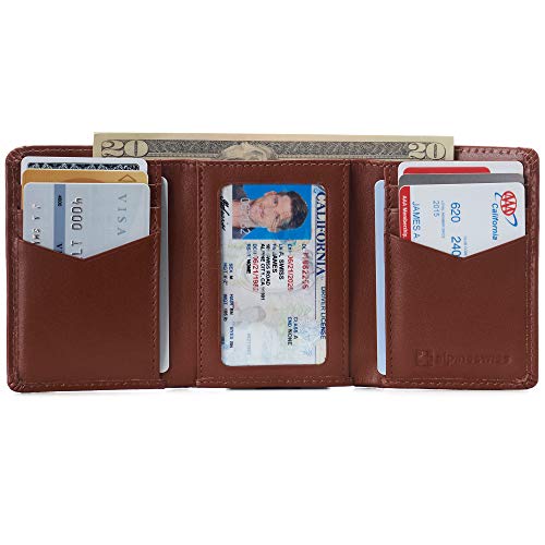 Image of Alpine Swiss Leon Mens RFID Blocking Trifold Wallet Smooth Leather Comes in Gift Box Tan