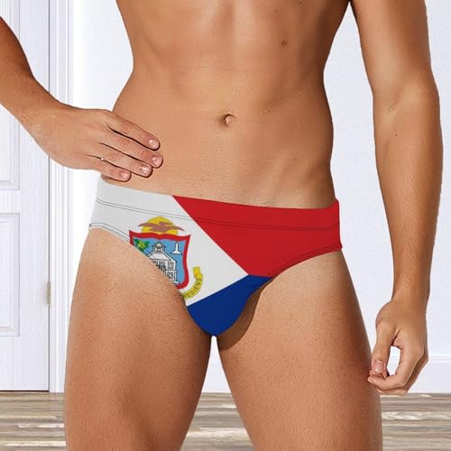 Flag of Sint Maarten Swimming Trunks for Men Soft Stretch Brief Swim Bikini Shorts Sexy Underwear Quick Dry Swimwear3