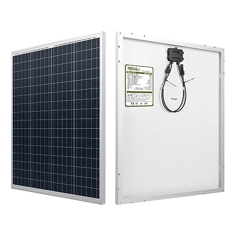 HQST 100W 12V Polycrystalline Solar Panel, High Efficiency, Waterproof for RVs Motorhomes Cabins Marine Boat Off Grid Cover