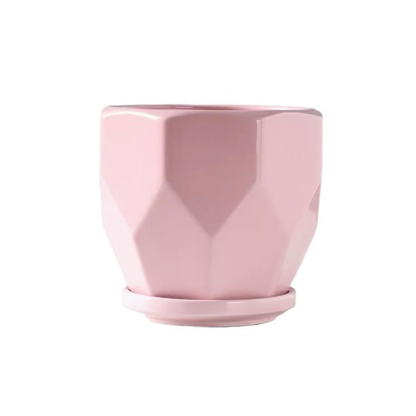 SDGBCXD flowerpot, Ceramic Large with Tray Simple Household Creative Succulent(Pink,L)
