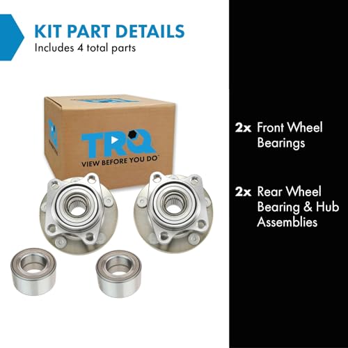 Image of TRQ 2 Piece Front Rear Wheel Bearing & Hub Assembly Set Compatible with 2007-2010 Ford Edge Lincoln MKX