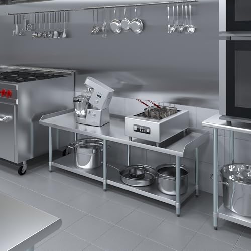 Image of AmGood Stainless Steel Equipment Stand - Heavy Duty, Commercial Grade, with Undershelf, NSF Certified (24 inch Width x 72 inch Length)