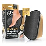 HornyFeet Hornhautentferner für die Dusche | Extragroße Hornhautfeile für ein perfektes Ergebnis - hygienisch & langlebig | Bequem & einfach Hornhaut entfernen direkt beim Duschen - kein Bohren [Gold]