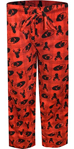 Mens Mossy Oak Men's Red Plaid Fleece Lounge Pant