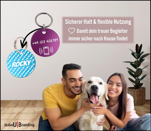 Unikat Branding | Erkennungsmarken im Singlepack | Hund, Katze und Herrchen | Hundemarke personalisiert | Beidseitig mit Gravur | rund | Silber 30mm