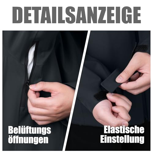 WORK IDEA Herren 3-in-1 Jacke, Wasserdicht (10000 mm Wassersäule), Atmungsaktiv, Winddicht mit Kapuze und Fleece-Innenjacke - Funktionsjacke für Wandern, Fahrrad, Camping und Outdoor