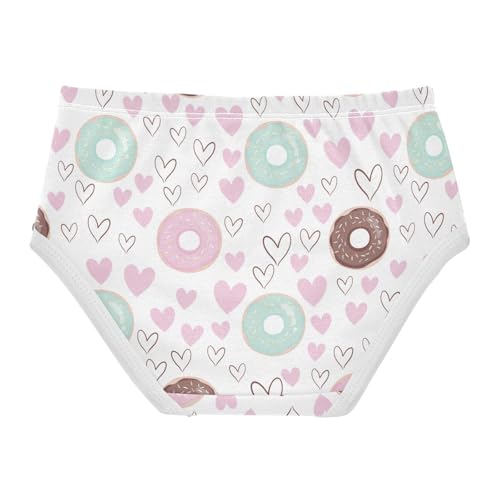 Wusikd Colorful Donuts Girls' Underwear Cotton Pink Hearts Girls Briefs Soft Toddler Underwear 2T2