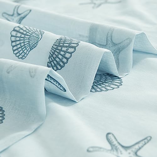 Jinchan Blue Seashell Starfish Pattern Sheer Curtains Nautical Beachhouse Coastal Cabin Living Room Darpes Window Sheers For Bedroom Beach Curtain Panels 84 Inch Summer 2 Panels #TOP6