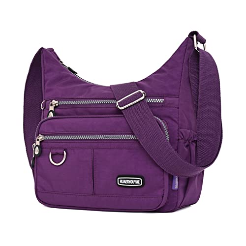 NOTAG Umhängetasche Damen, Leichte Mehrfach-Taschen Schultertasche Wasserdicht Sportliche Umhängetasche Multifunktionale Nylon Handtasche (Lila) NOTAG Umhängetasche Damen, Leichte Mehrfach-Taschen Schultertasche Wasserdicht Sportliche Umhängetasche Multifunktionale Nylon Handtasche (Lila)